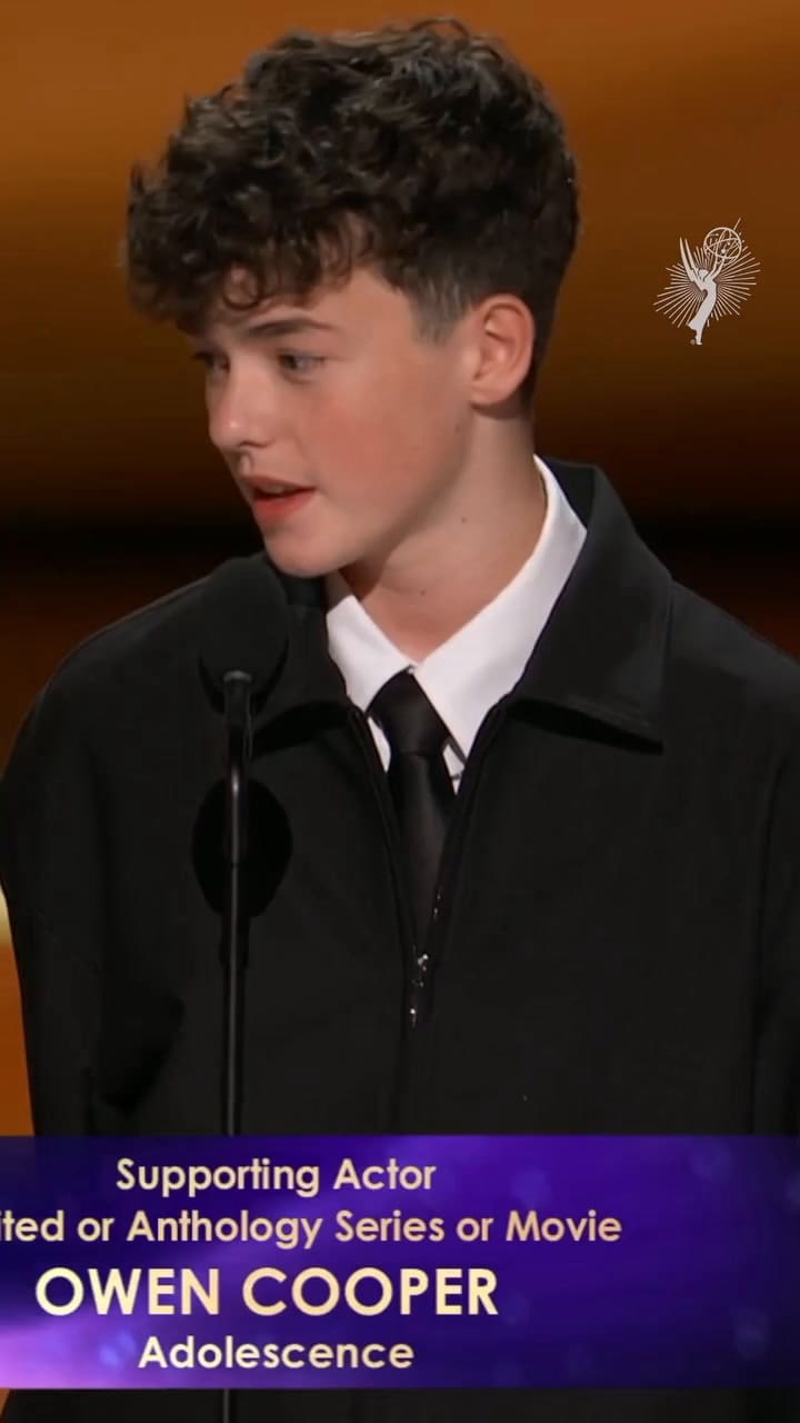 Owen Cooper recibió el Premio Emmy a mejor actor de reparto por Adolescencia