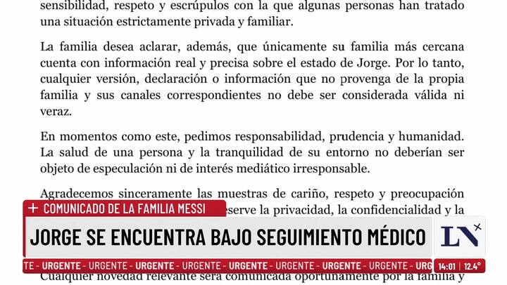 El comunicado de la familia Messi