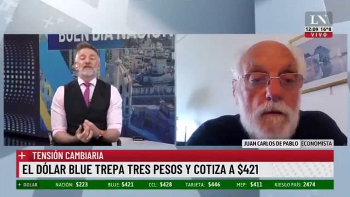 El pronpostico de Juan Carlos de Pablo con el dólar blue a $421
