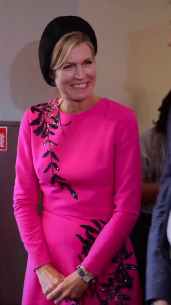 El espectacular vestido rosa de Máxima Zorreguieta