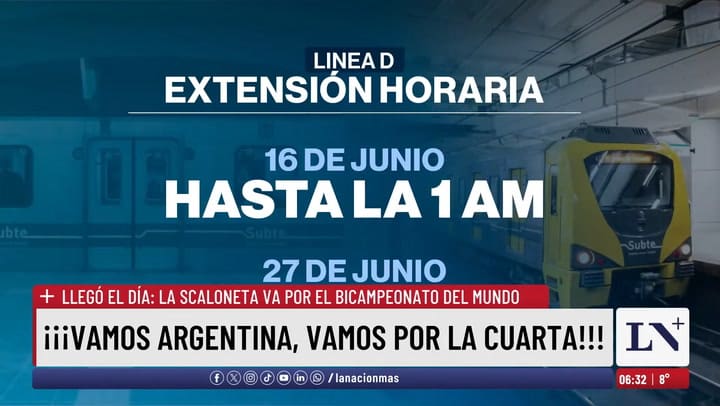 La linea D extiende su horario por el partido