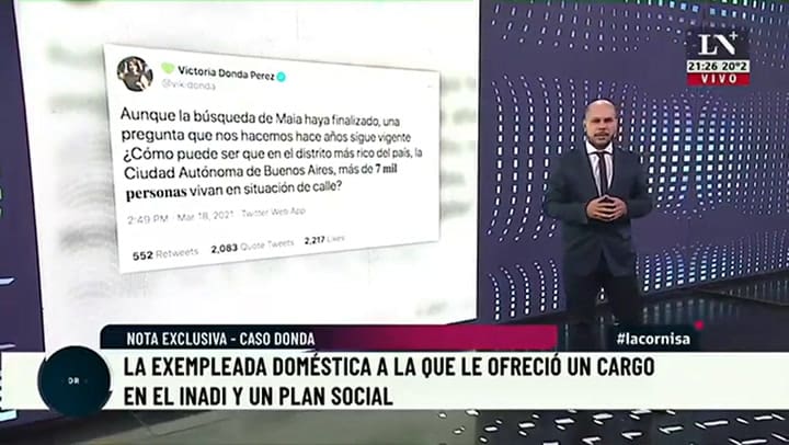 Caso Donda: habló la exempleada doméstica a la que le ofreció un cargo en el Inadi y un plan social