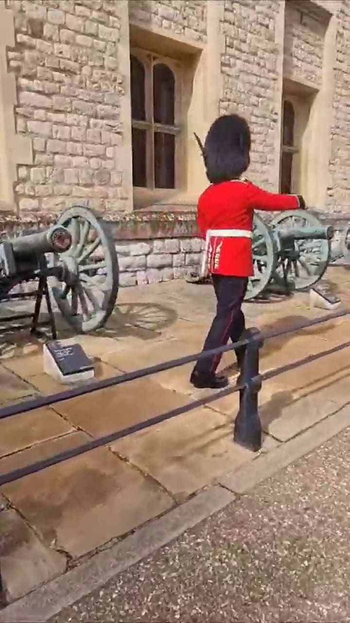 El niño se asustó al ver al Guardia Real