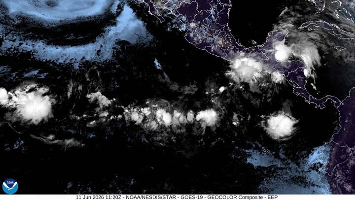 Satélite NOAA sobre os sistemas do Oceano Pacífico