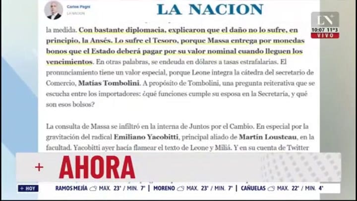 La indignación de Luis Novaresio sobre el nombramiento de la esposa de Tombolini en Economía