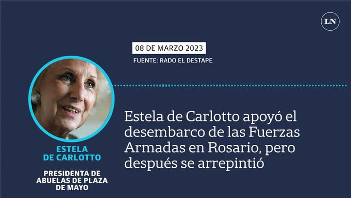 Estela de Carlotto apoyó el desembarco de las Fuerzas Armadas en Rosario, pero después se arrepintió