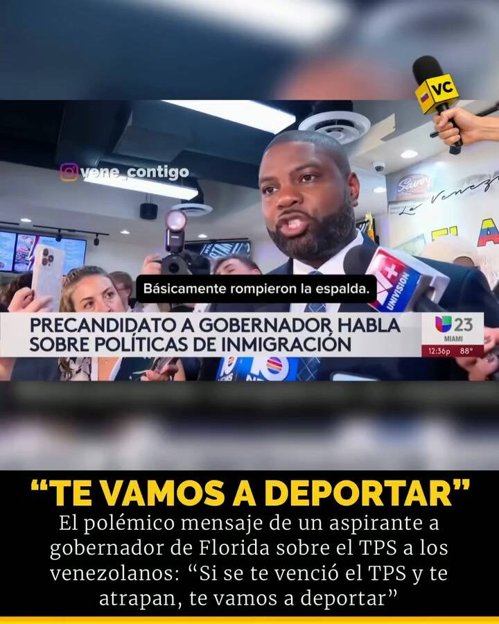 Byron Donalds aseguró que deportará a migrantes con TPS vencido