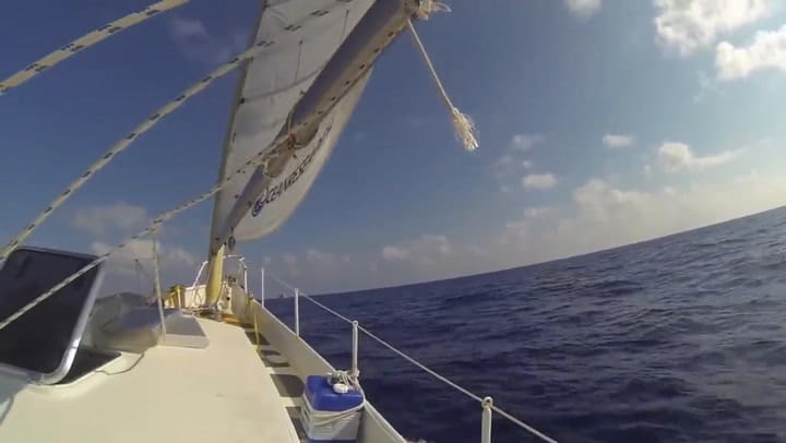 Abandoned Sailboat! In The Atlantic Ocean