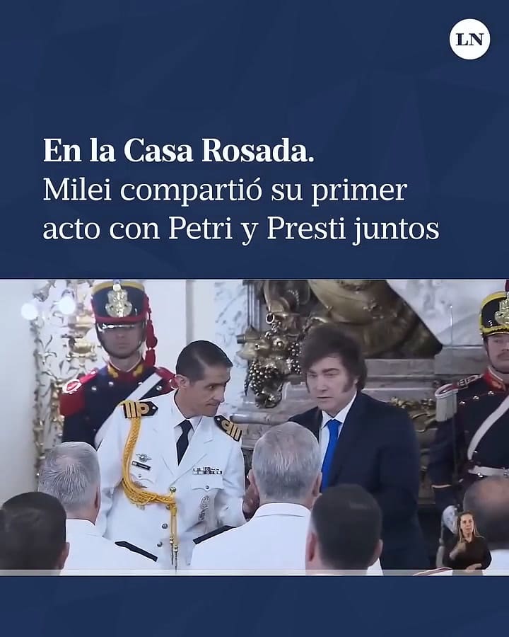 Casa Rosada: Milei compartió su primer acto con Petri y Presti juntos