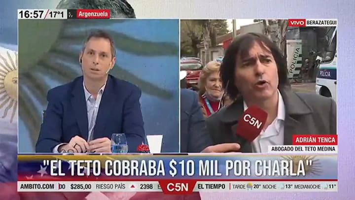 Adrián Tenca, abogado del 'Teto' Medina, habló con C5N