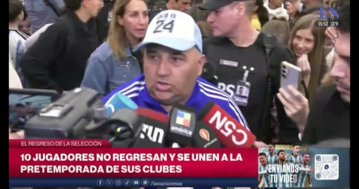Raúl, padre de Enzo Fernández, habló con la periodistas en Ezeiza