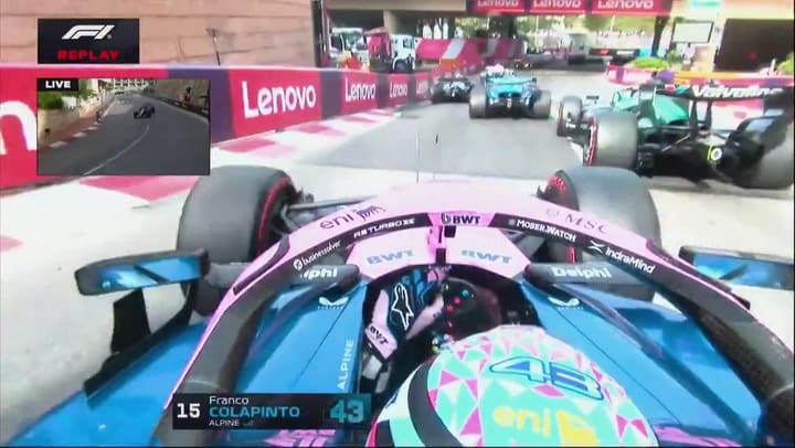 El toque de Colapinto a Sainz en Mónaco