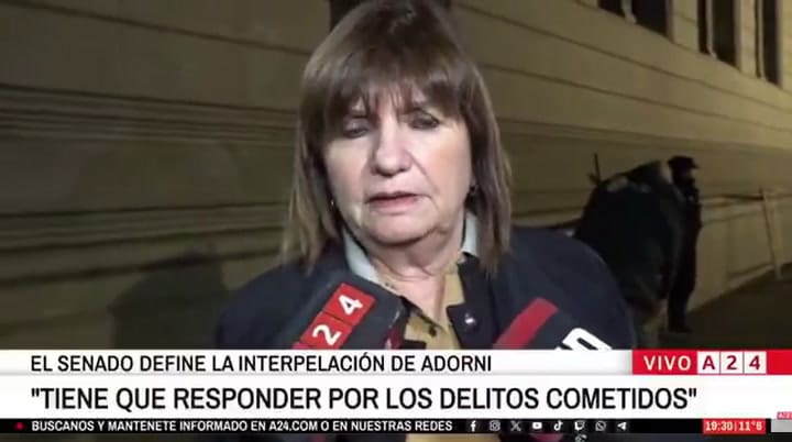 Patricia Bullrich: “El Presidente considera que Adorni no mintió, que no hay nada cuestionable”