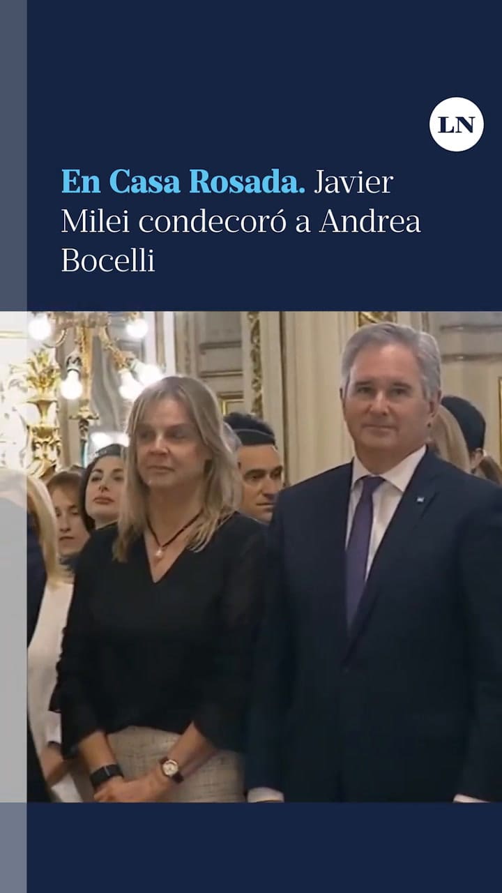 Javier Milei condecoró a Andrea Bocelli en Casa Rosada