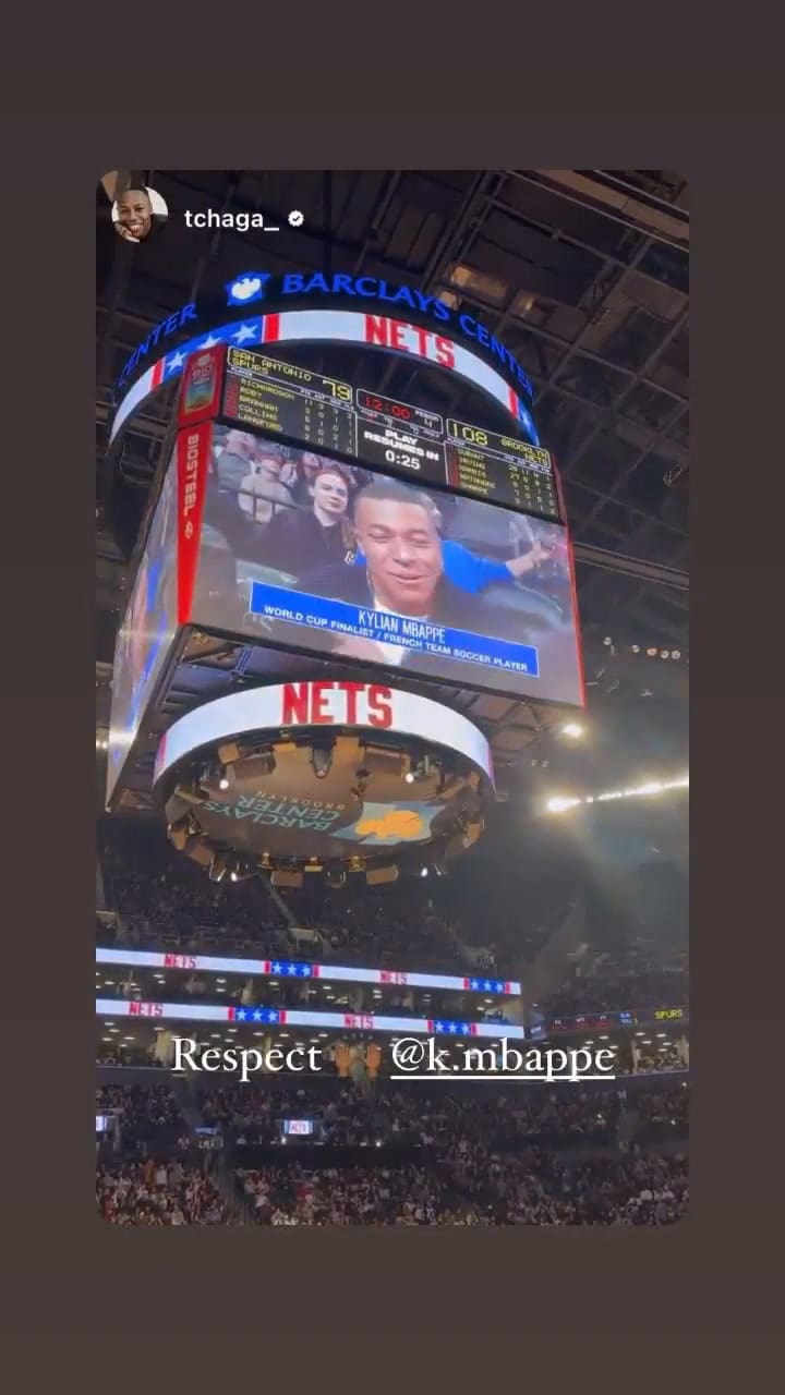 Las historias de Kylian Mbappé durante el partido de la NBA