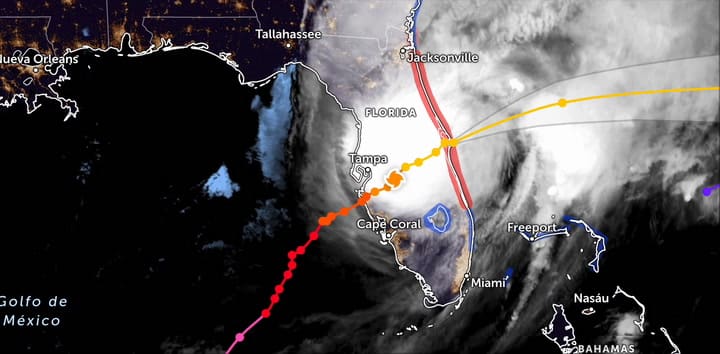 El paso del huracán Milton sobre Florida