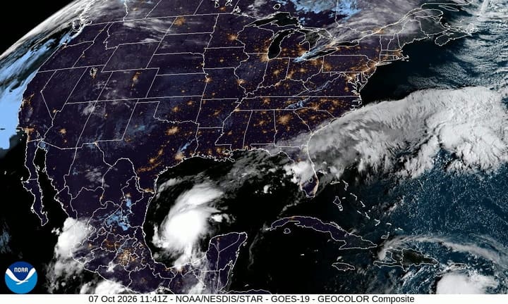Satélite De La NOAA Sobre El Golfo De México