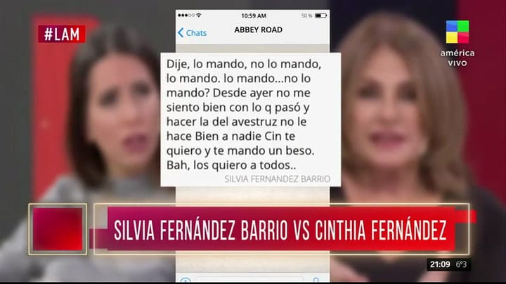 Mensajes entre Cinthia y Silvia