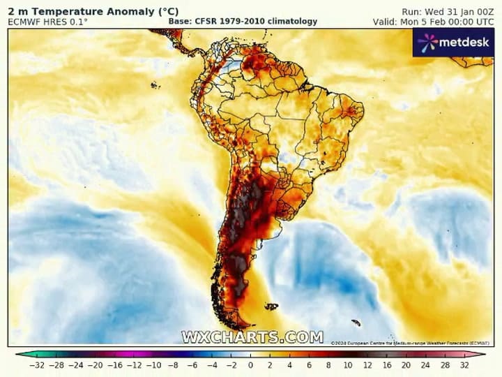 El mapa de calor de la ola de temperaturas altas que azota el país