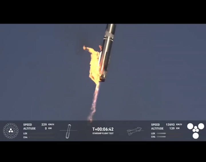 Super Heavy regresó a la base de lanzamiento con éxito, aunque un fallo en la etapa superior del Starship frustró la misión
