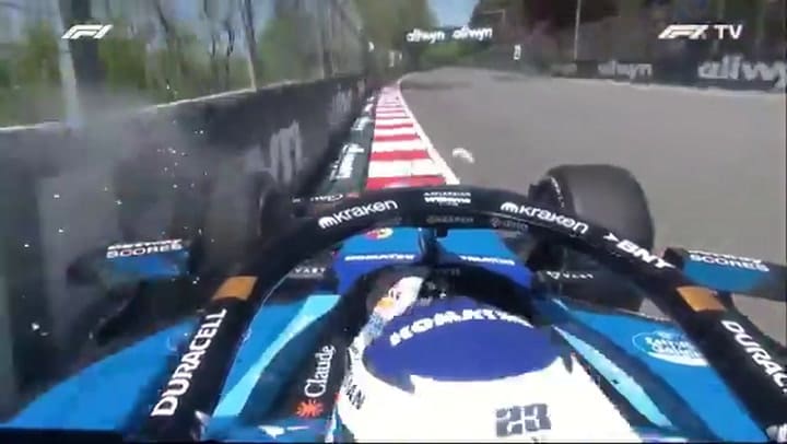 El momento del incidente de Alexander Albon