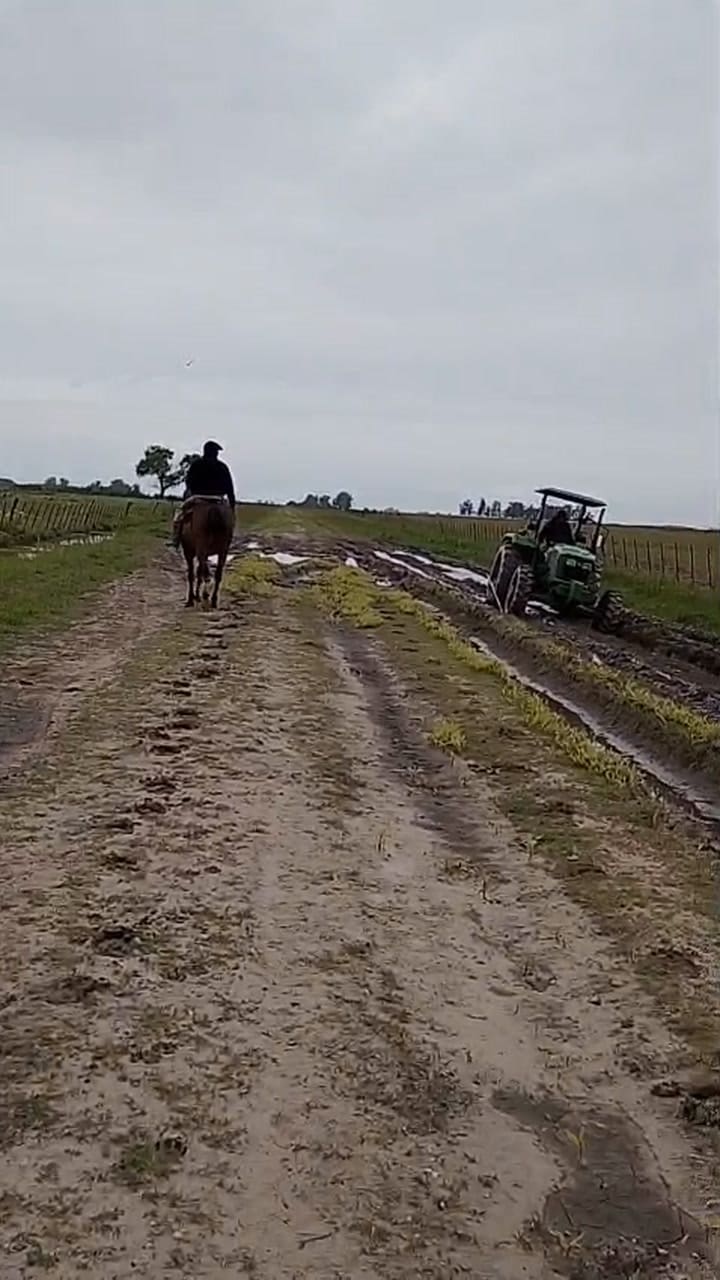 Un tractor que quedó también en el camino