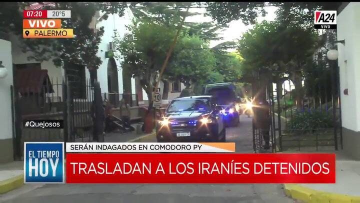El traslado de los iraníes detenidos rumbo a Comodoro Py - Fuente: A24