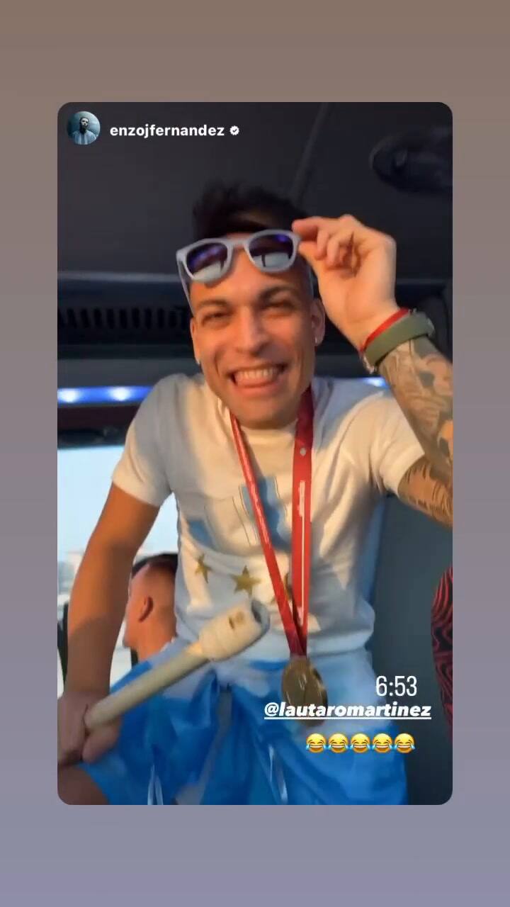 Lautaro Martínez festejó el triunfo al estilo Francella (Video: Instagram @enzojfernandez)