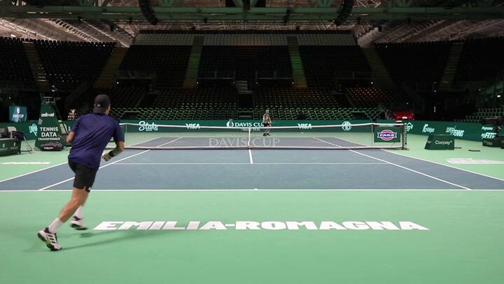 entrenamiento de Copa Davis con Tomás Etcheverry y Francisco Cerundolo
