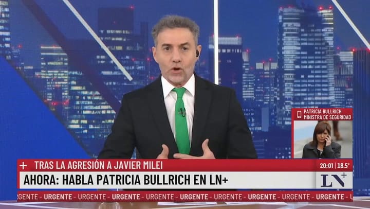 "La campaña del kirchnerismo es violencia total y absoluta": Bullrich, sobre la agresión a Milei
