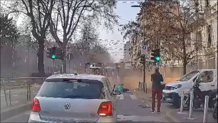 Tranvía descarrillado en Milán