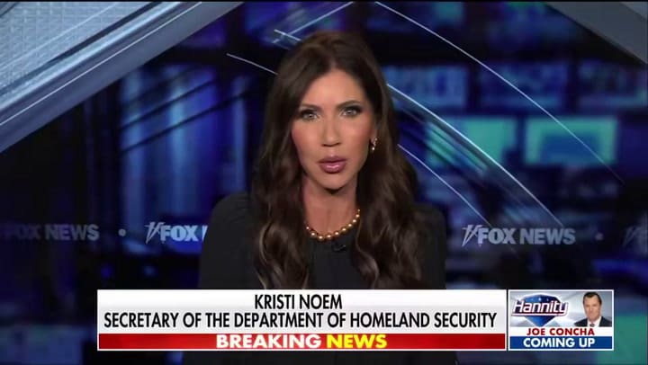 Kristi Noem considera como amenaza el mensaje de Newsom en redes sociales