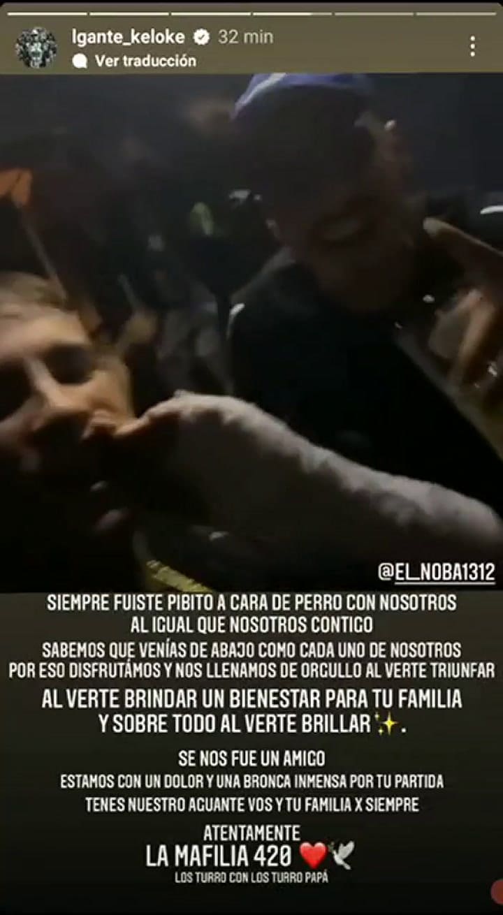 El emotivo mensaje de L-Gante tras la muerte de El Noba