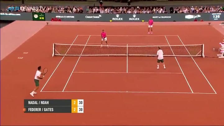 Rafael Nadal/Trevor Noah vs. Roger Federer/Bill Gates - Fuente: Twitter @ATPTour_ES