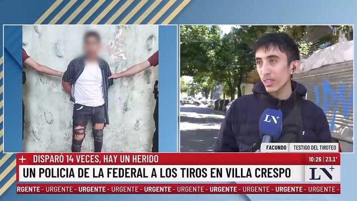 Facundo, testigo y companero de la victima, relato a LN+ que el agresor saco el arma del baul del auto