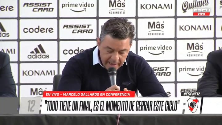 El momento en que Gallardo se quiebra al saludar a los hinchas
