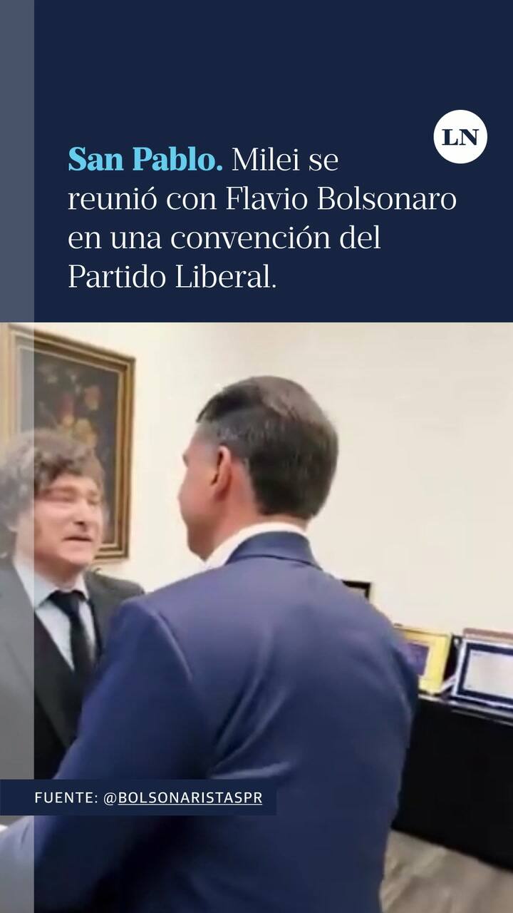 Milei se reunió con Flávio Bolsonaro, candidato presidencial, en el marco de la convención del PL