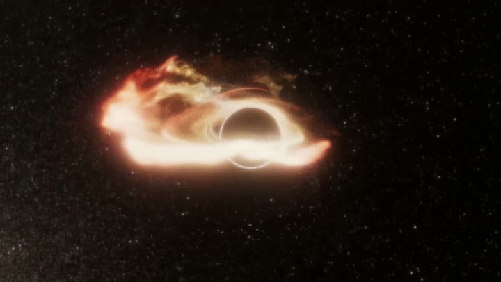 Recreación del momento en que un agujero negros desintegra una estrella