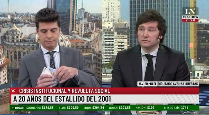 Javier MIlei sobre el estallido de 2001