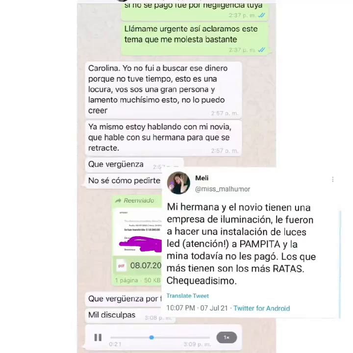 El audio del electricista contratado por Pampita que explica lo que ocurrió