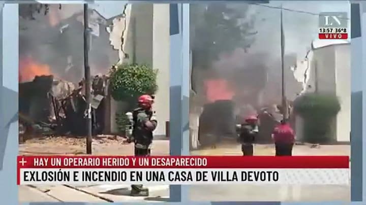 Explosión, incendio y derrumbe en una casa de Villa Devoto