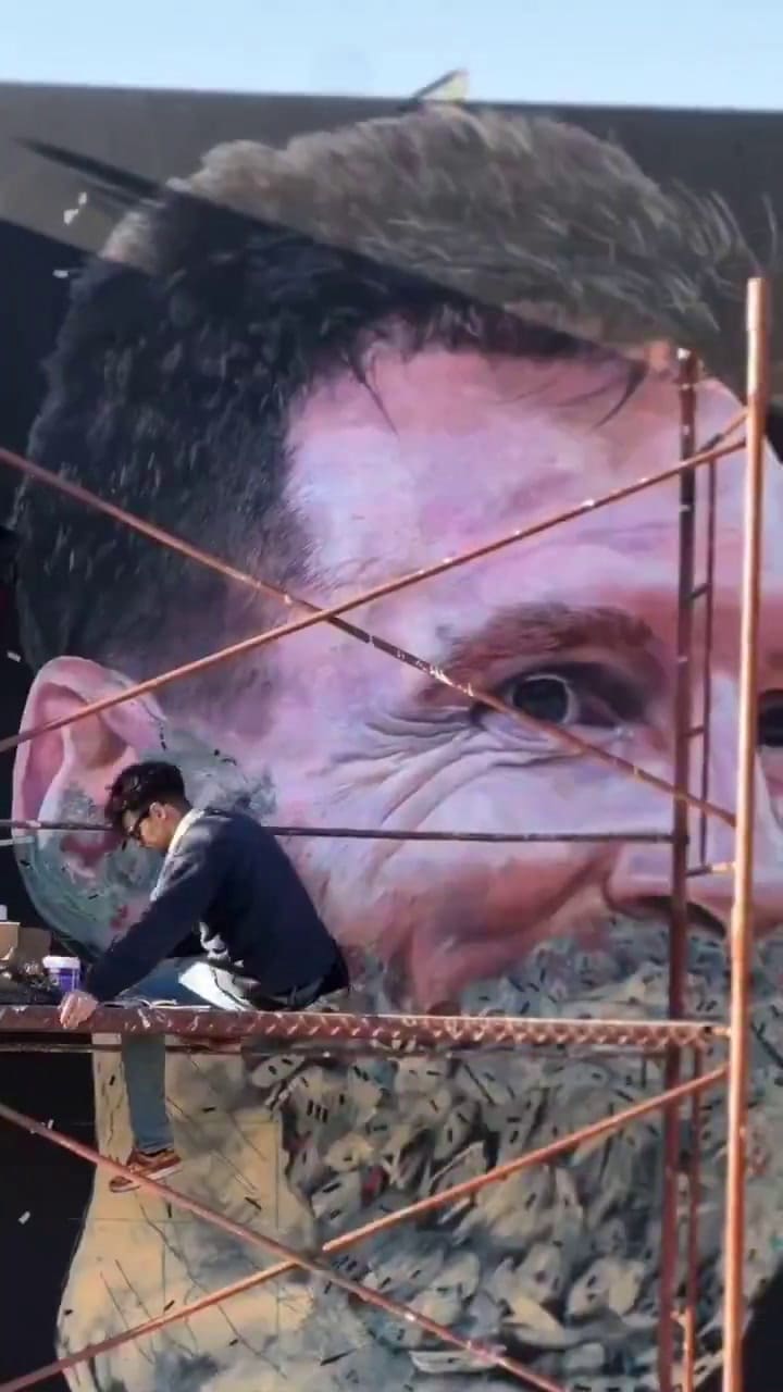 El mural de Lionel Messi en Berazategui y el video agradeciéndoles del 10