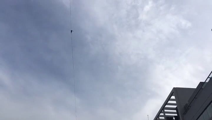 Los highliners que marcaron el récord urbano para la Argentina