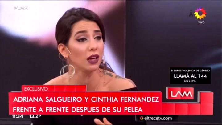 Adriana Salgueiro y Cinthia Fernandez después de su pelea