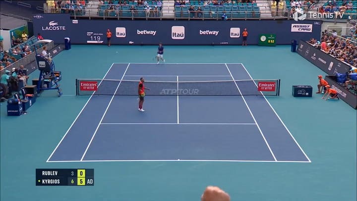 Nick Kyrgios (102º) vapuleó al ruso Andrey Rublev, 7º del mundo, en apenas 51 minutos