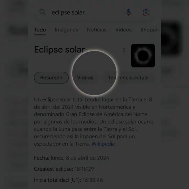 Los usuarios compartieron lo que pasa en Google al buscar "eclipse solar" (X: @maiklaguna)