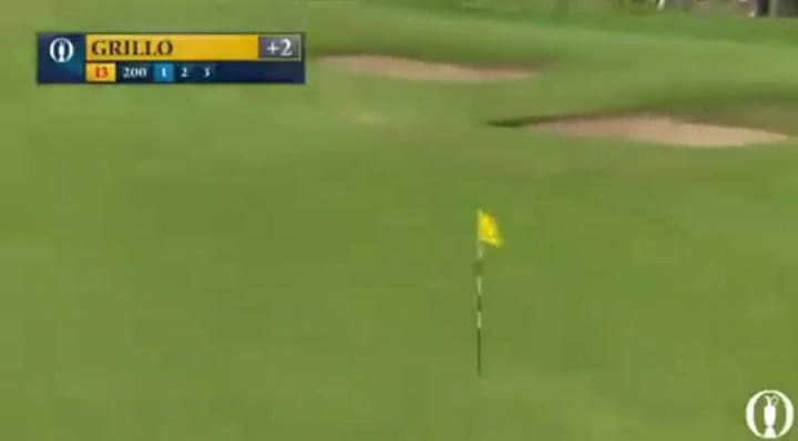 El hoyo en uno de Emiliano Grillo en el Abierto Británico - Fuente: The Open