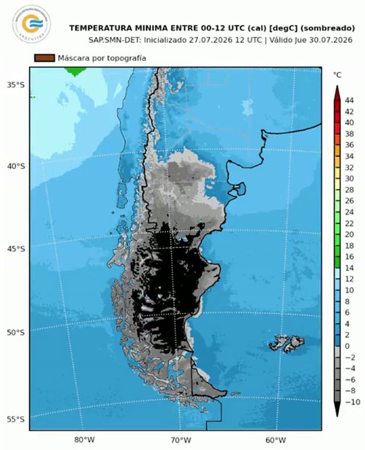 Vuelve el frío extremo: prevén mínimas de hasta -20°C en la Patagonia