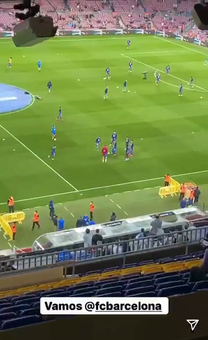 El palco del Camp Nou desde el que Agüero mira al Barcelona