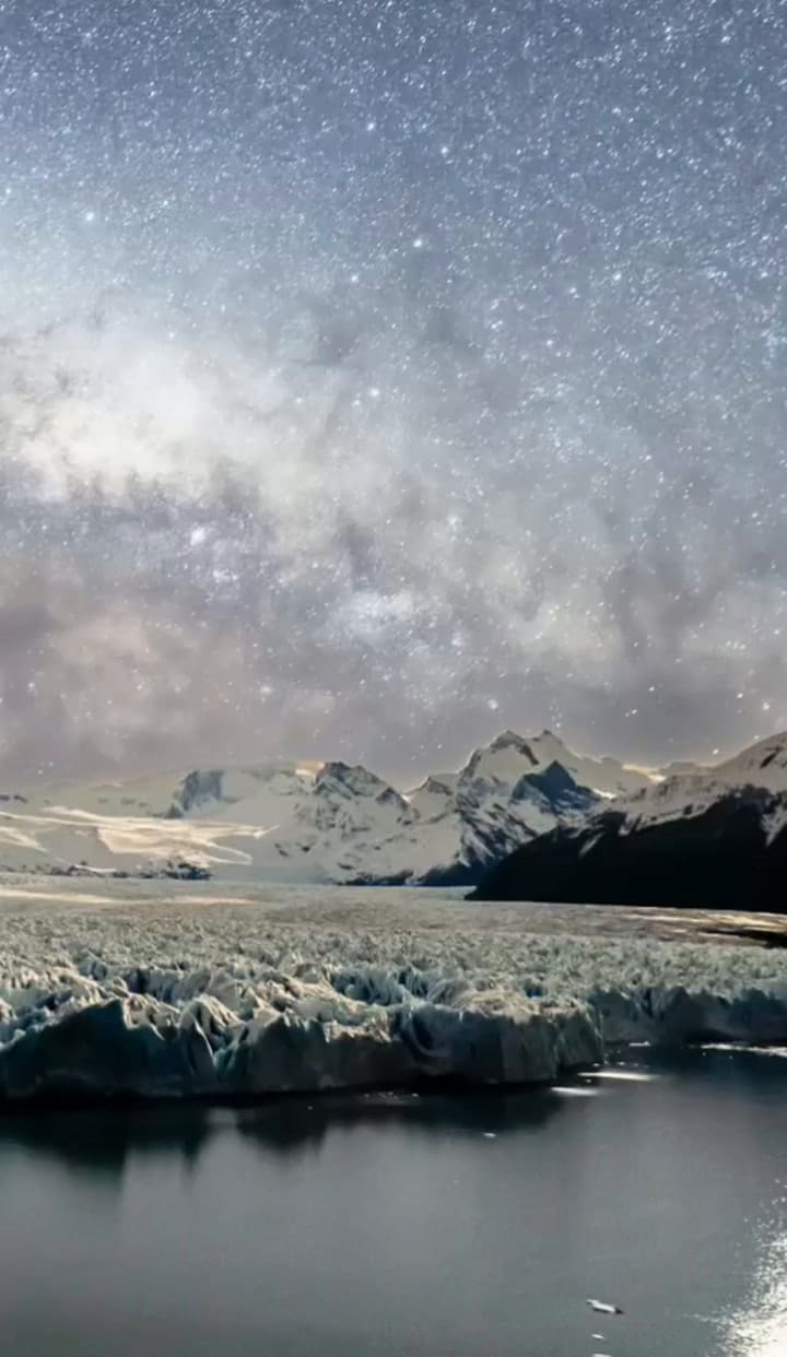 El centro galáctico fotografiado sobre el glaciar Perito Moreno autor: Natalia Renard